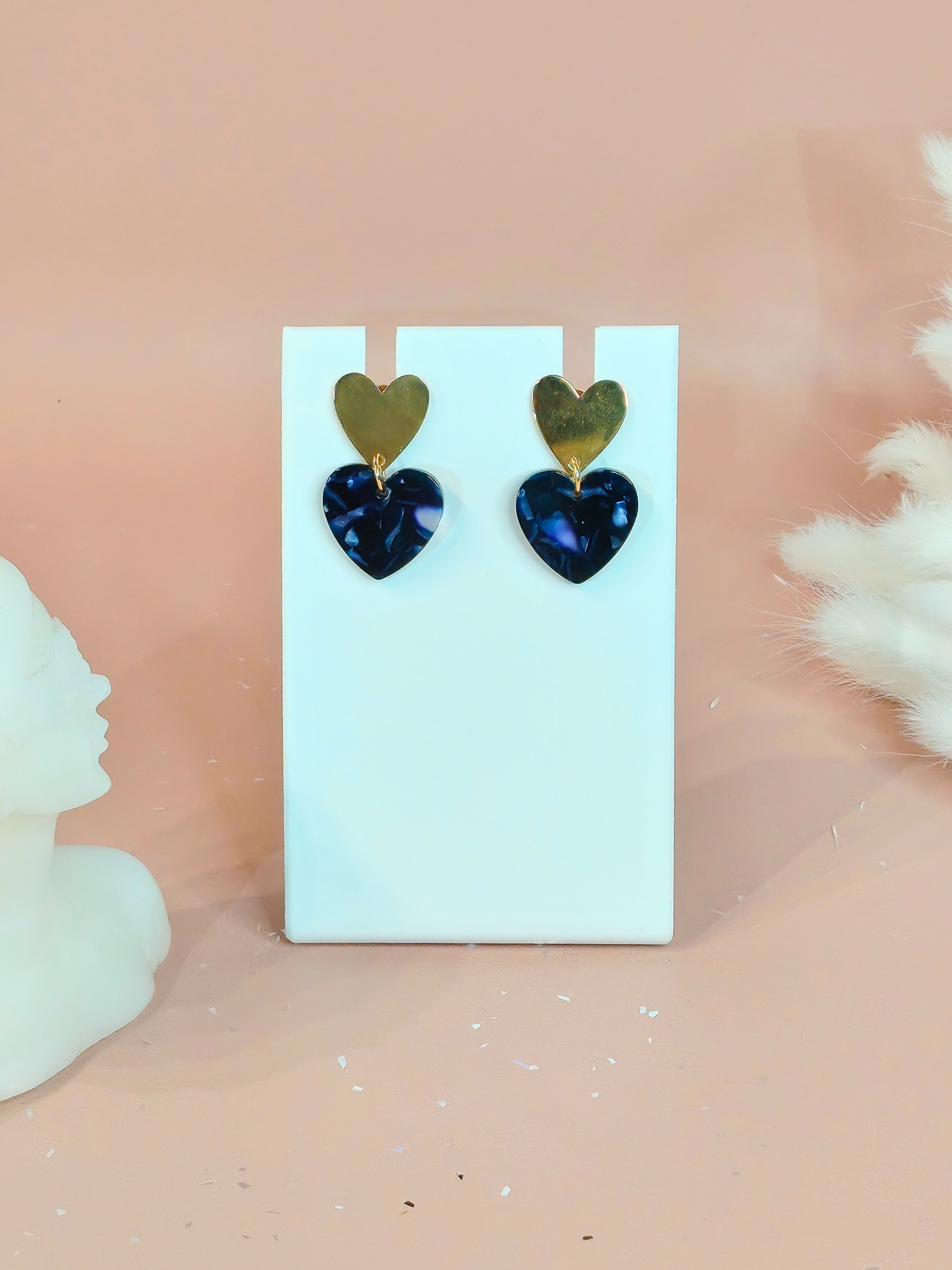 Boucles d’oreilles cœur en acier inoxydable doré