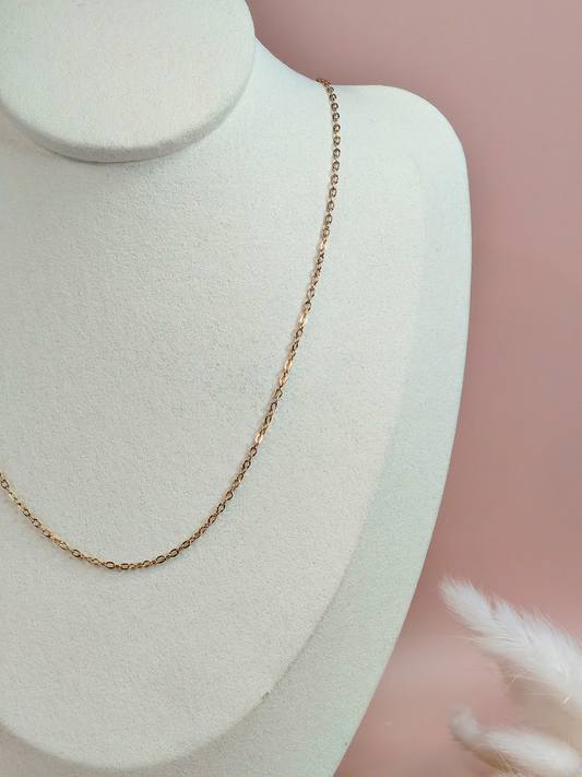 Collier charms personnalisé Iris – Maille forçat fine en acier inoxydable