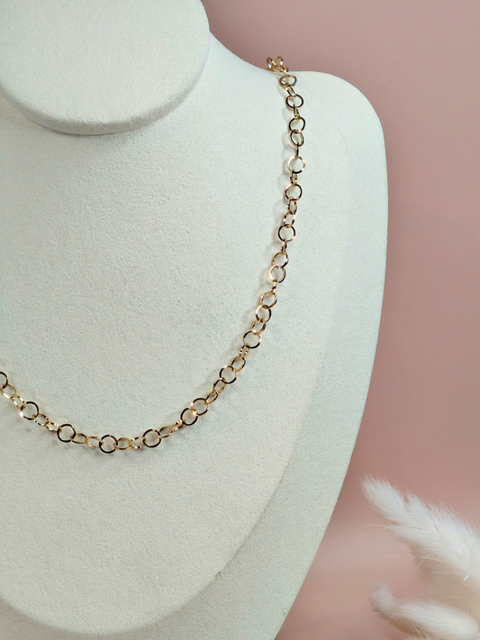 Collier charms personnalisé Lya – Maille anneaux ronds fins en acier inoxydable