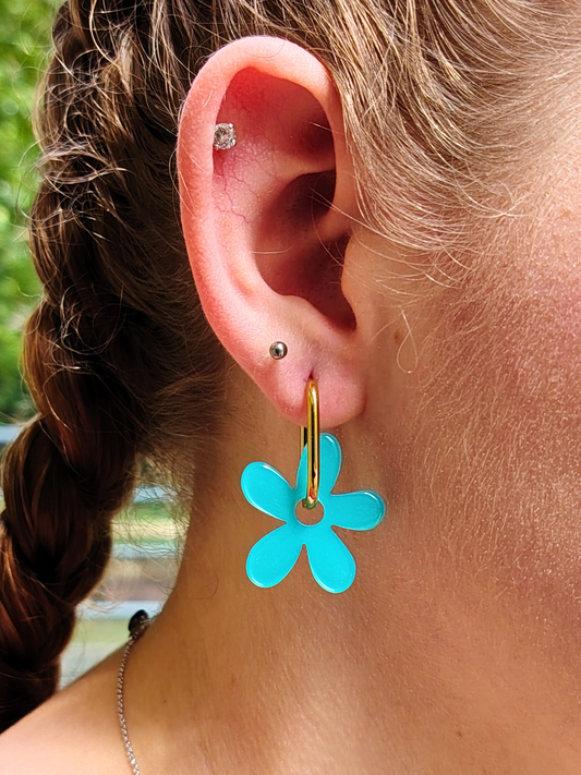 Boucles d'oreilles pampilles fleurs asymétriques