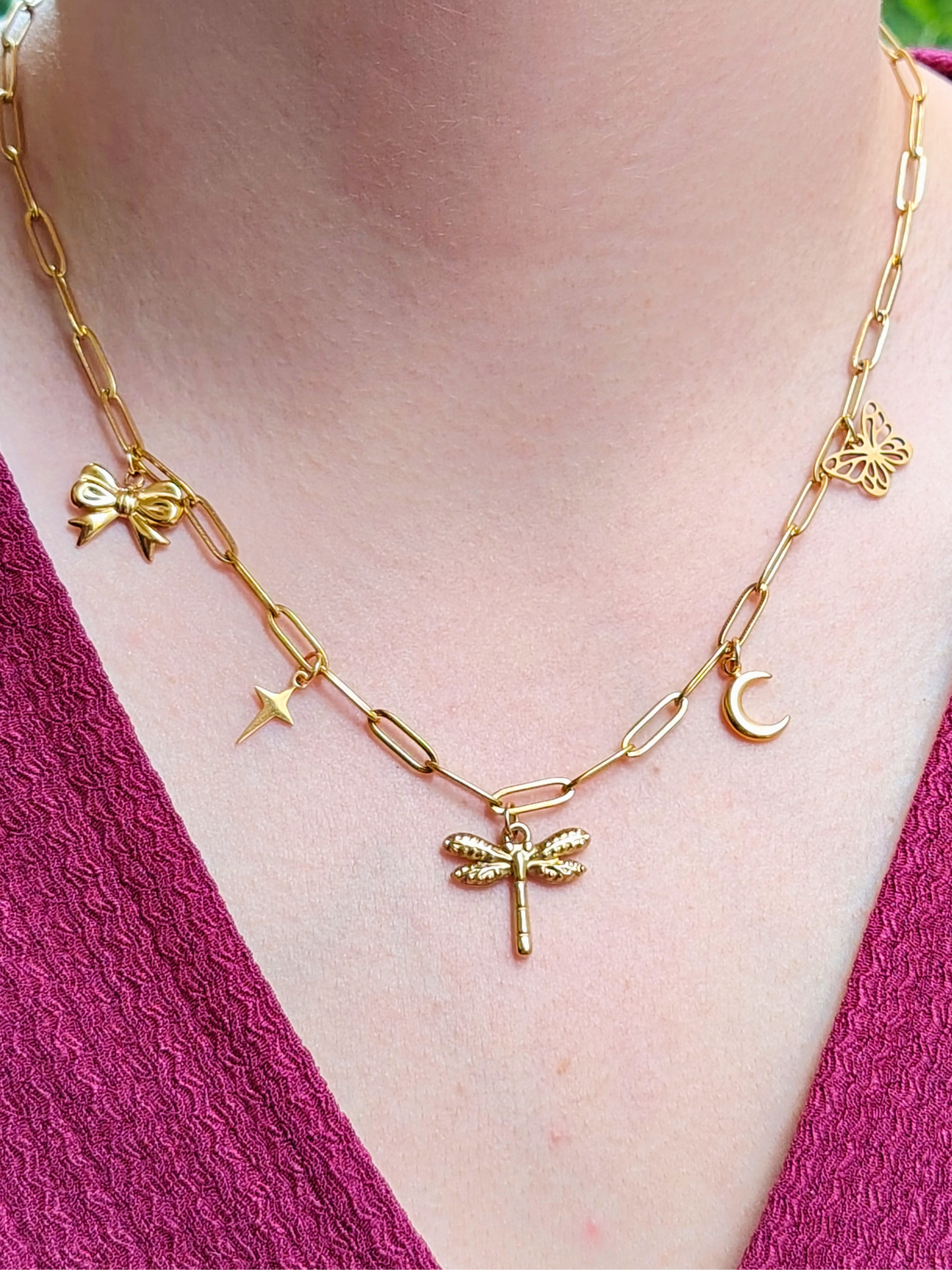 Collier charms personnalisé Alba – Maille trombone en acier inoxydable
