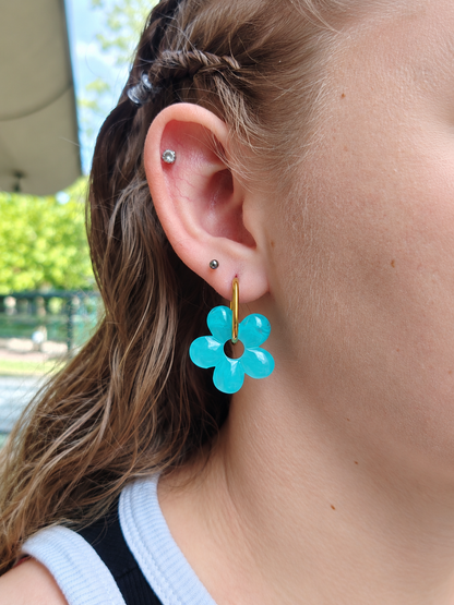Boucles d'oreilles pampilles grandes fleurs
