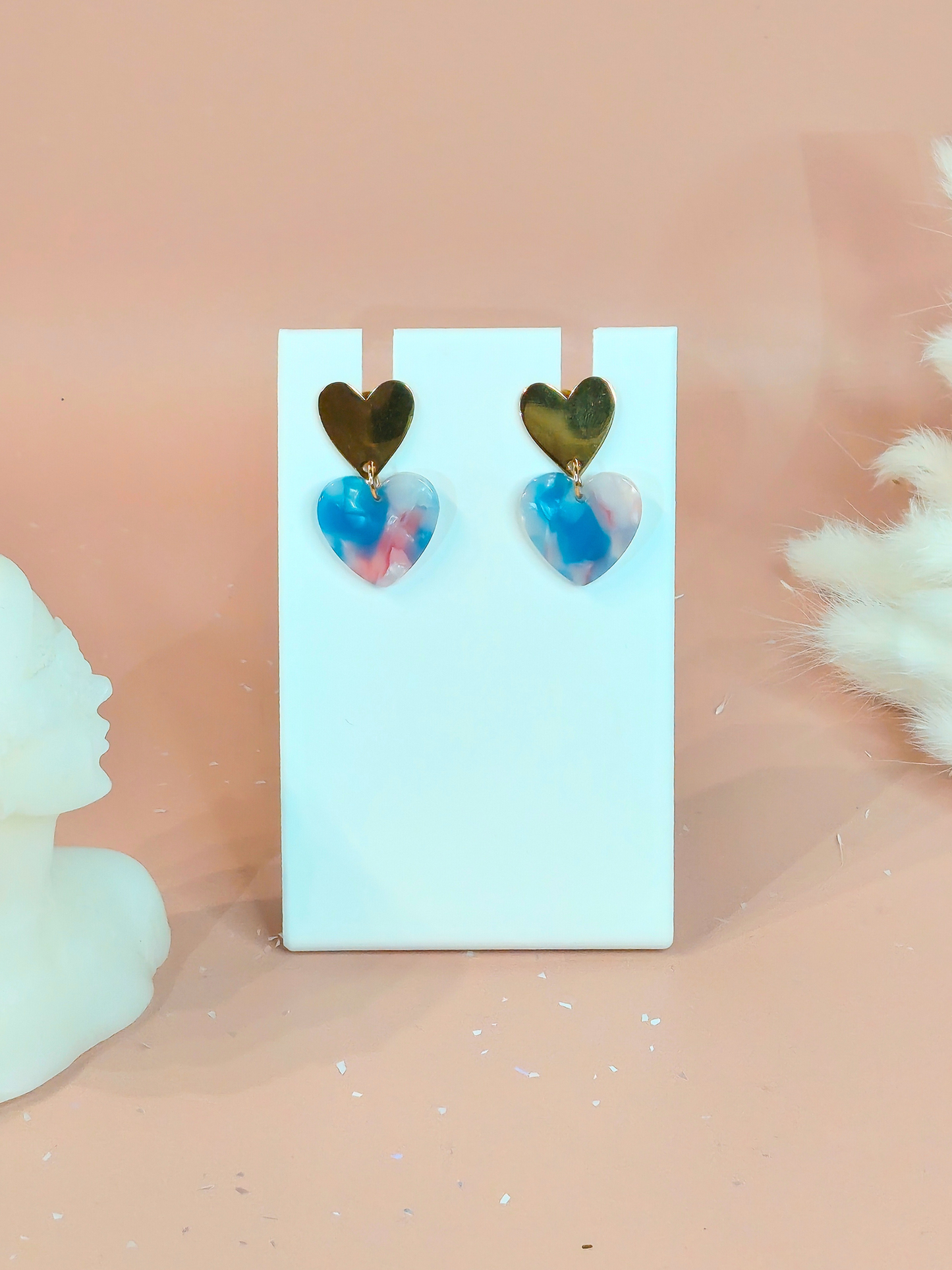 Boucles d’oreilles cœur en acier inoxydable doré