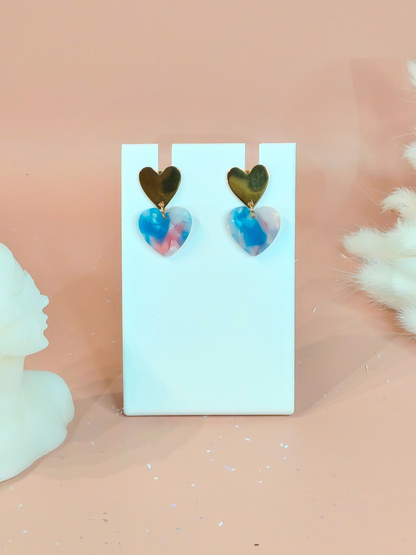 Boucles d’oreilles cœur en acier inoxydable doré