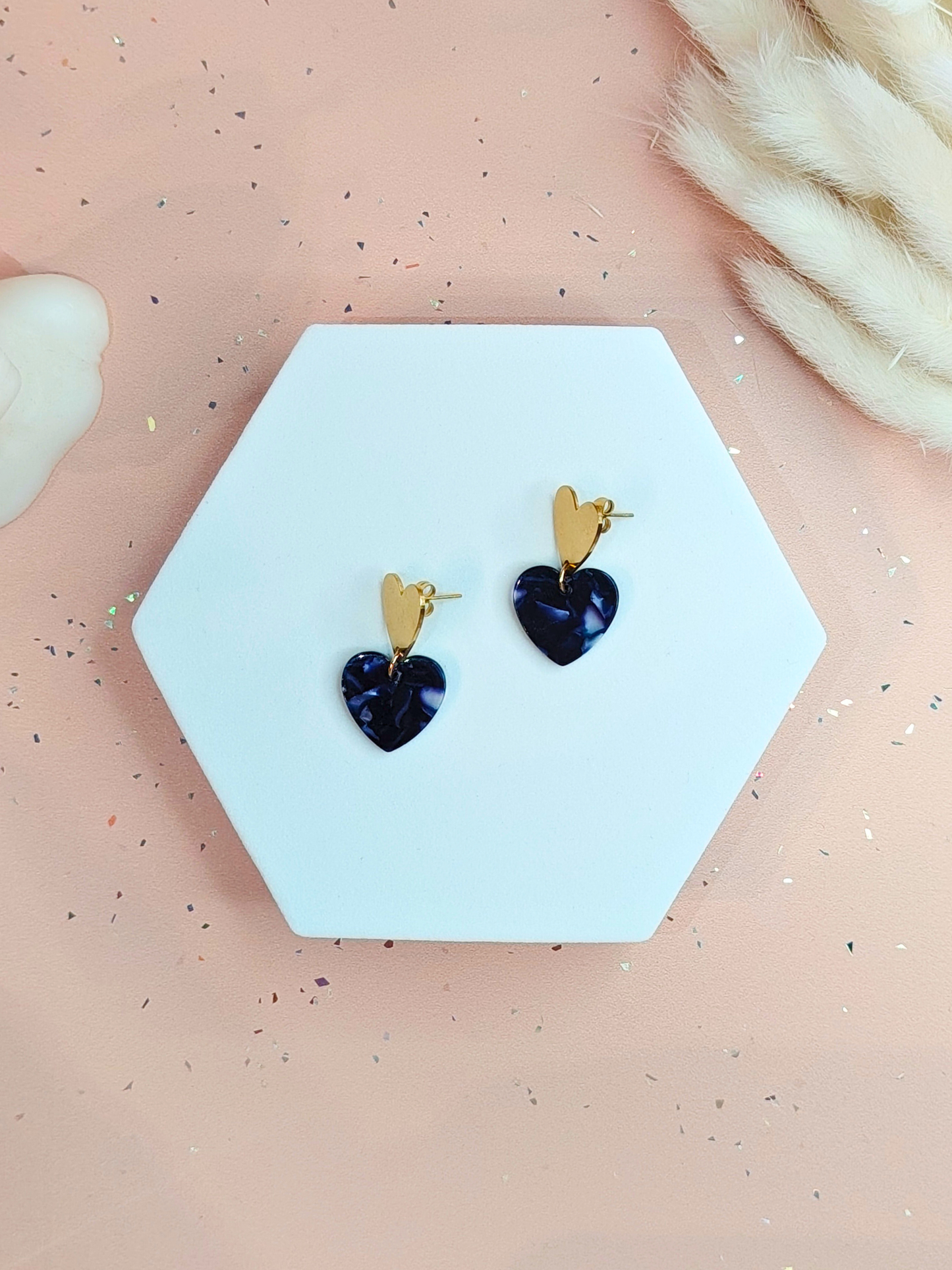 Boucles d’oreilles cœur en acier inoxydable doré
