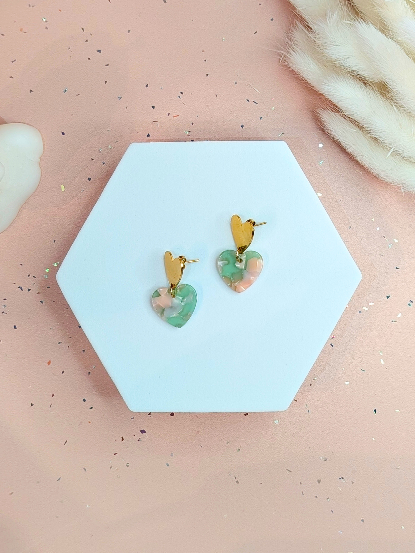 Boucles d’oreilles cœur en acier inoxydable doré