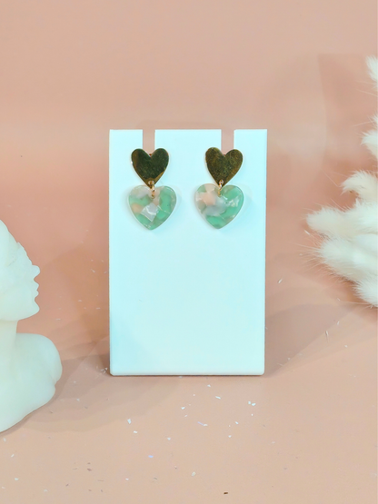 Boucles d’oreilles cœur en acier inoxydable doré