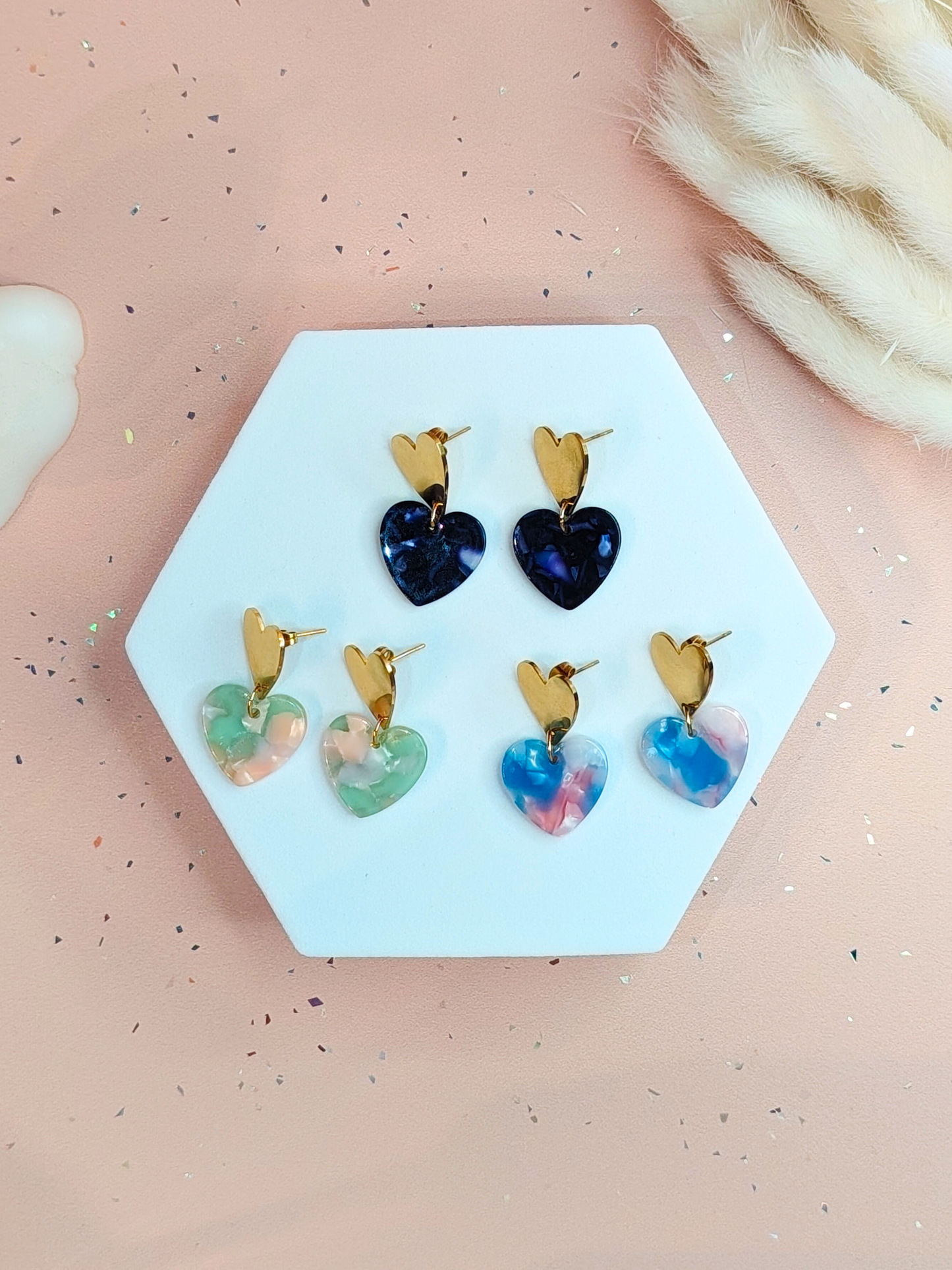 Boucles d’oreilles cœur en acier inoxydable doré