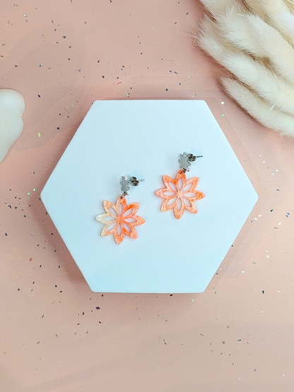 Boucles d'oreilles fleur mandala en acier inoxydable