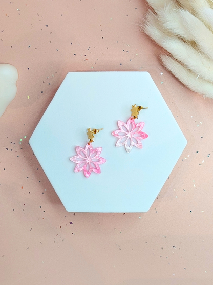 Boucles d'oreilles fleur mandala en acier inoxydable