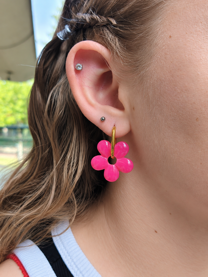 Boucles d'oreilles pampilles grandes fleurs