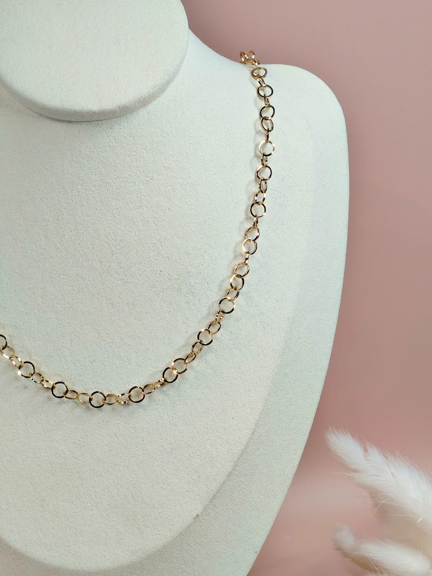 Collier charms personnalisé Lya – Maille anneaux ronds fins en acier inoxydable