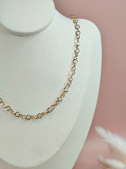 Collier charms personnalisé Lya – Maille anneaux ronds fins en acier inoxydable