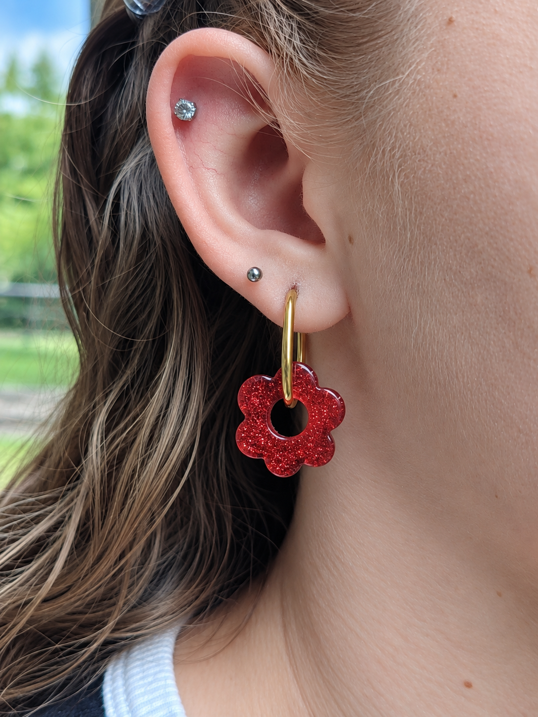 Boucles d'oreilles pampilles petites fleurs