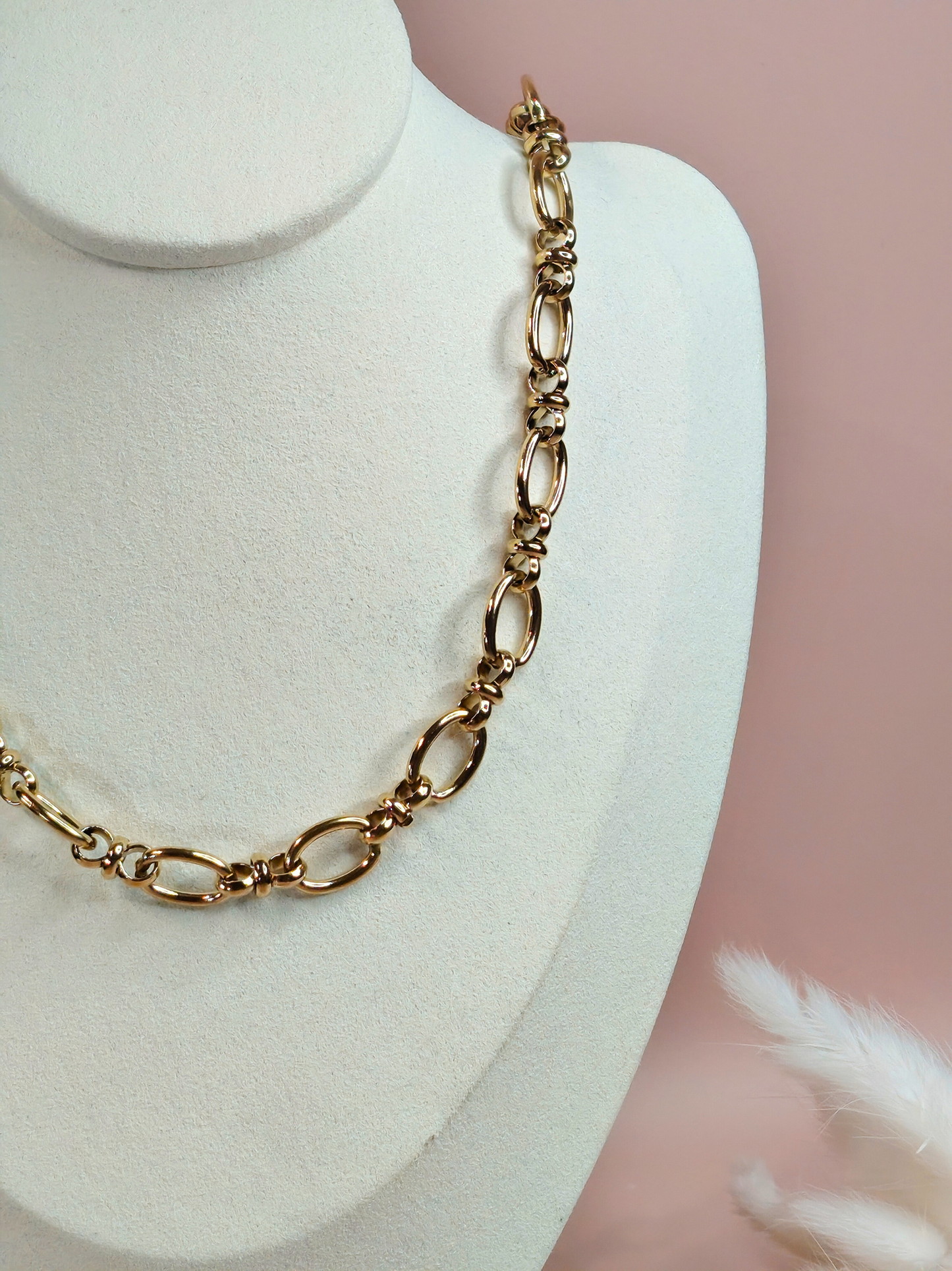 Collier charms personnalisé Solène – Maille ovale large en acier inoxydable