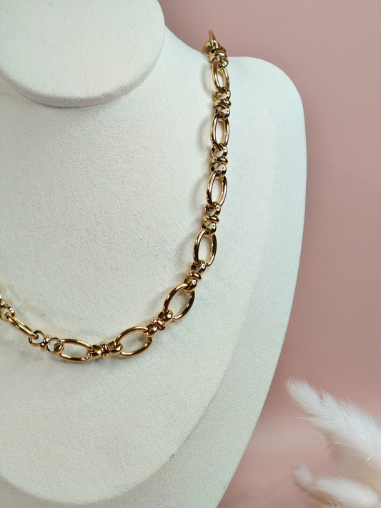 Collier charms personnalisé Solène – Maille ovale large en acier inoxydable