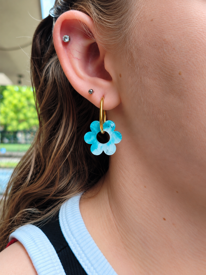 Boucles d'oreilles pampilles fleurs à motifs