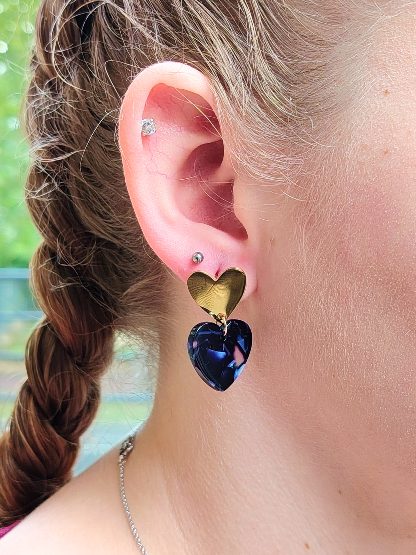 Boucles d’oreilles cœur en acier inoxydable doré