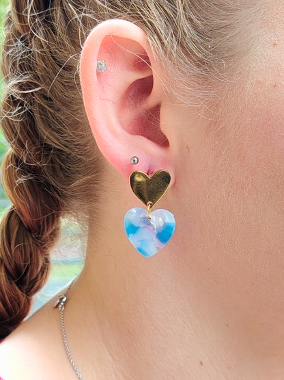 Boucles d’oreilles cœur en acier inoxydable doré
