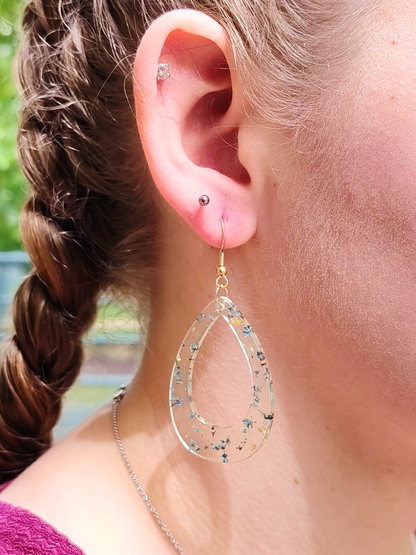 Boucles d’oreilles fleurs séchées en résine