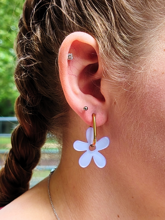 Boucles d'oreilles pampilles fleurs asymétriques