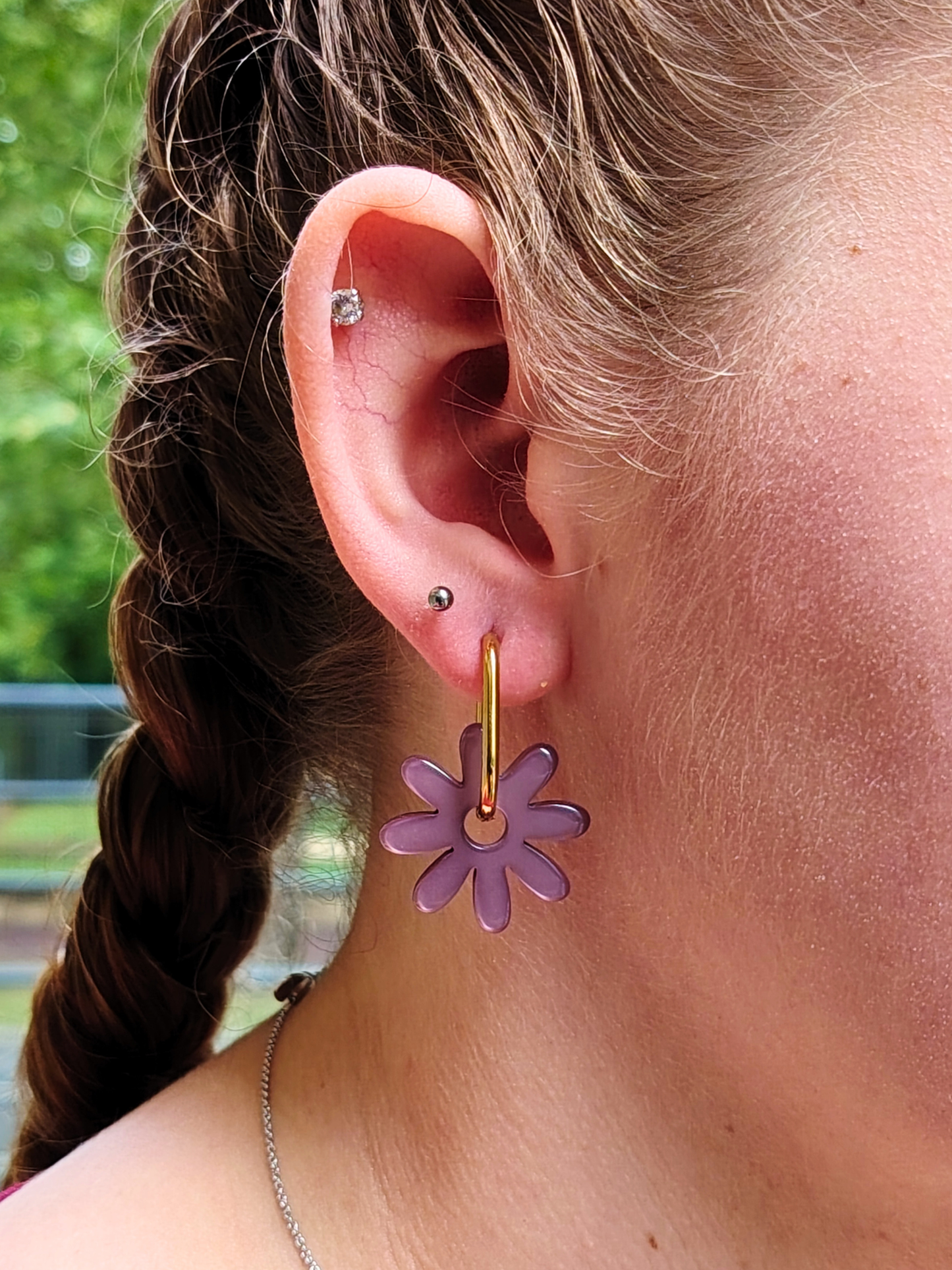 Boucles d'oreilles pampilles grandes fleurs