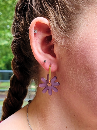 Boucles d'oreilles pampilles grandes fleurs