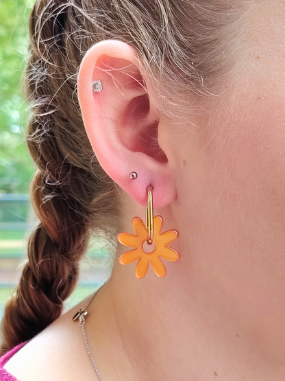 Boucles d'oreilles pampilles grandes fleurs