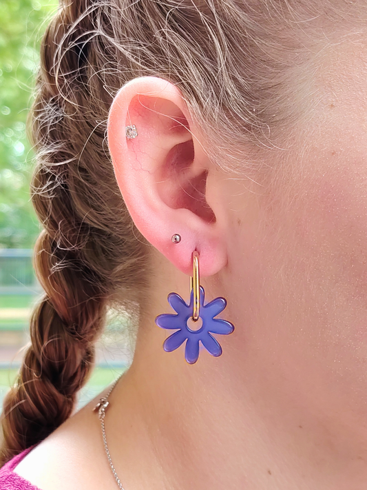 Boucles d'oreilles pampilles grandes fleurs