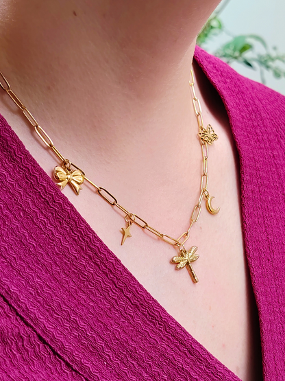 Collier charms personnalisé Alba – Maille trombone en acier inoxydable