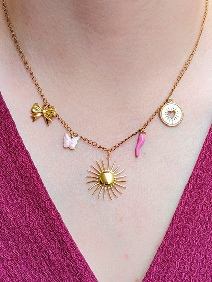 Collier charms personnalisé Iris – Maille forçat fine en acier inoxydable