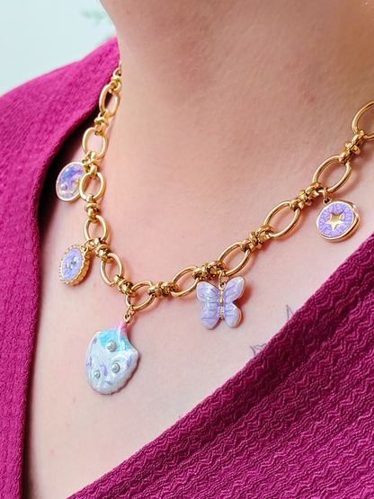 Collier charms personnalisé Solène – Maille ovale large en acier inoxydable