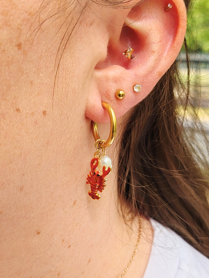 Boucles d'oreilles créoles à charms en acier inoxydable