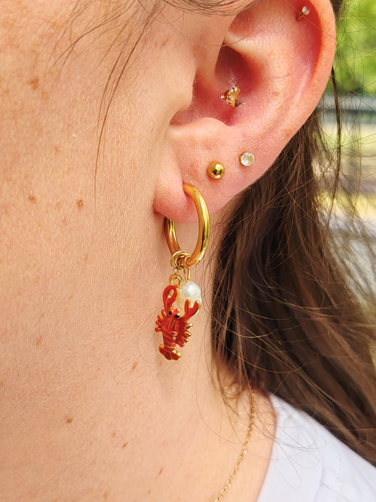Boucles d'oreilles créoles à charms en acier inoxydable