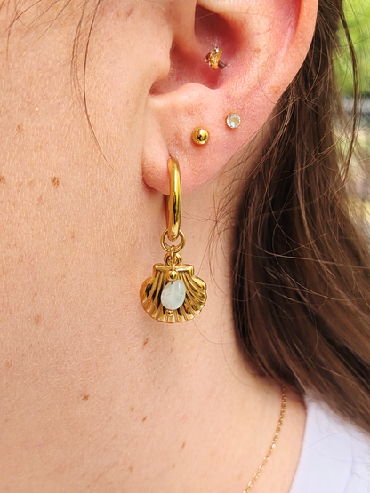 Boucles d'oreilles créoles à charms en acier inoxydable