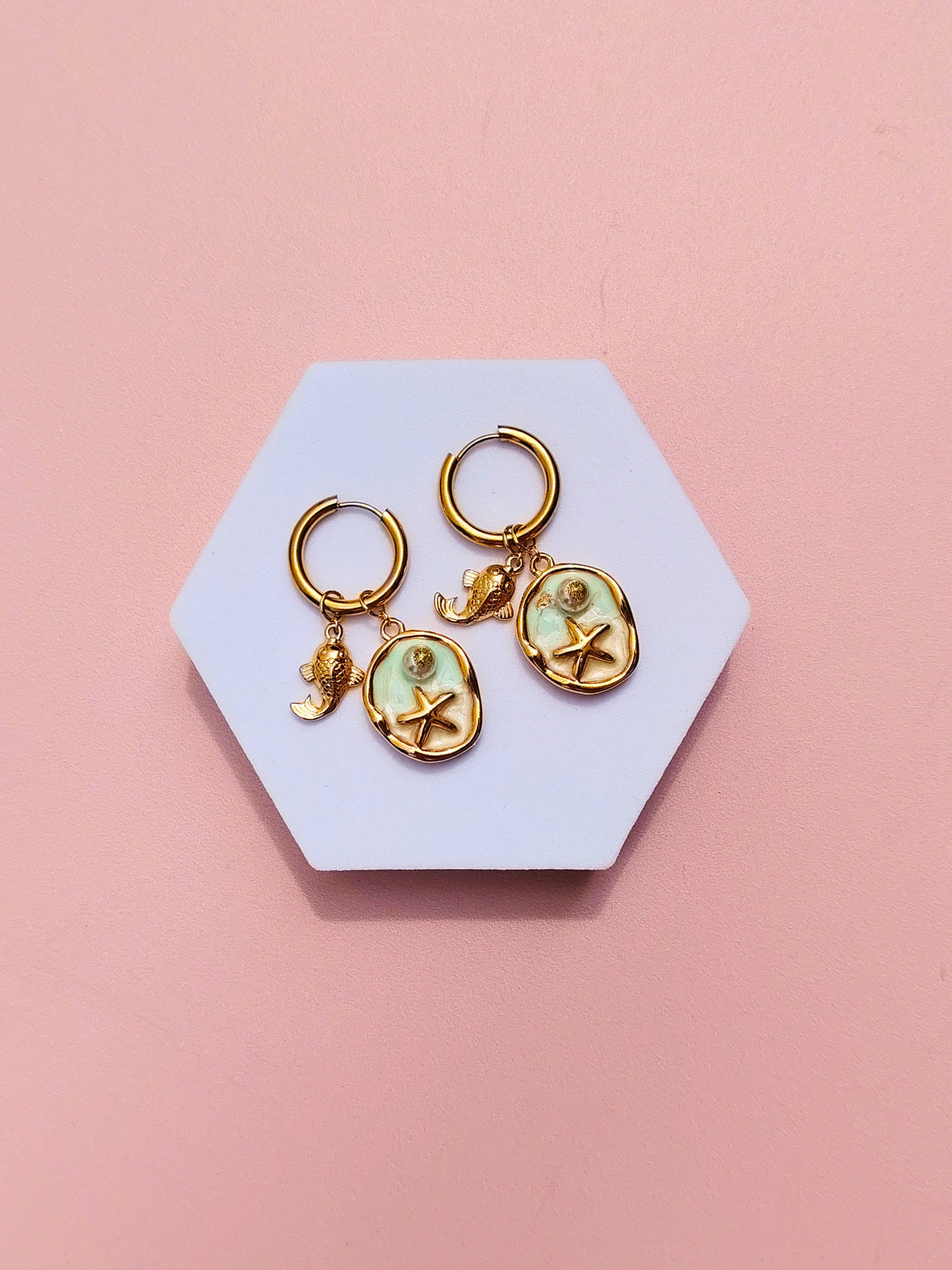 Boucles d'oreilles créoles à charms en acier inoxydable
