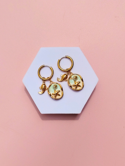 Boucles d'oreilles créoles à charms en acier inoxydable