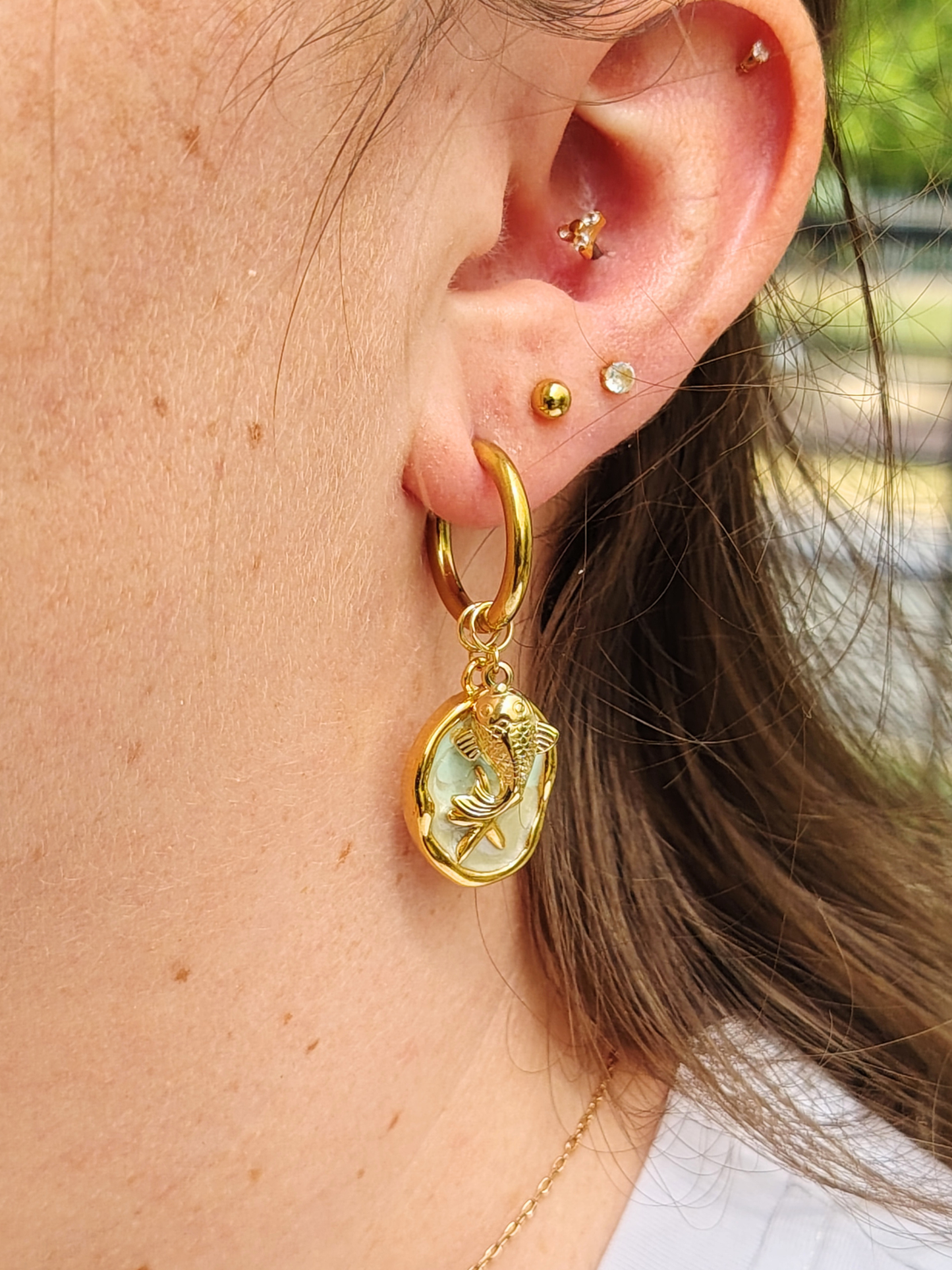 Boucles d'oreilles créoles à charms en acier inoxydable