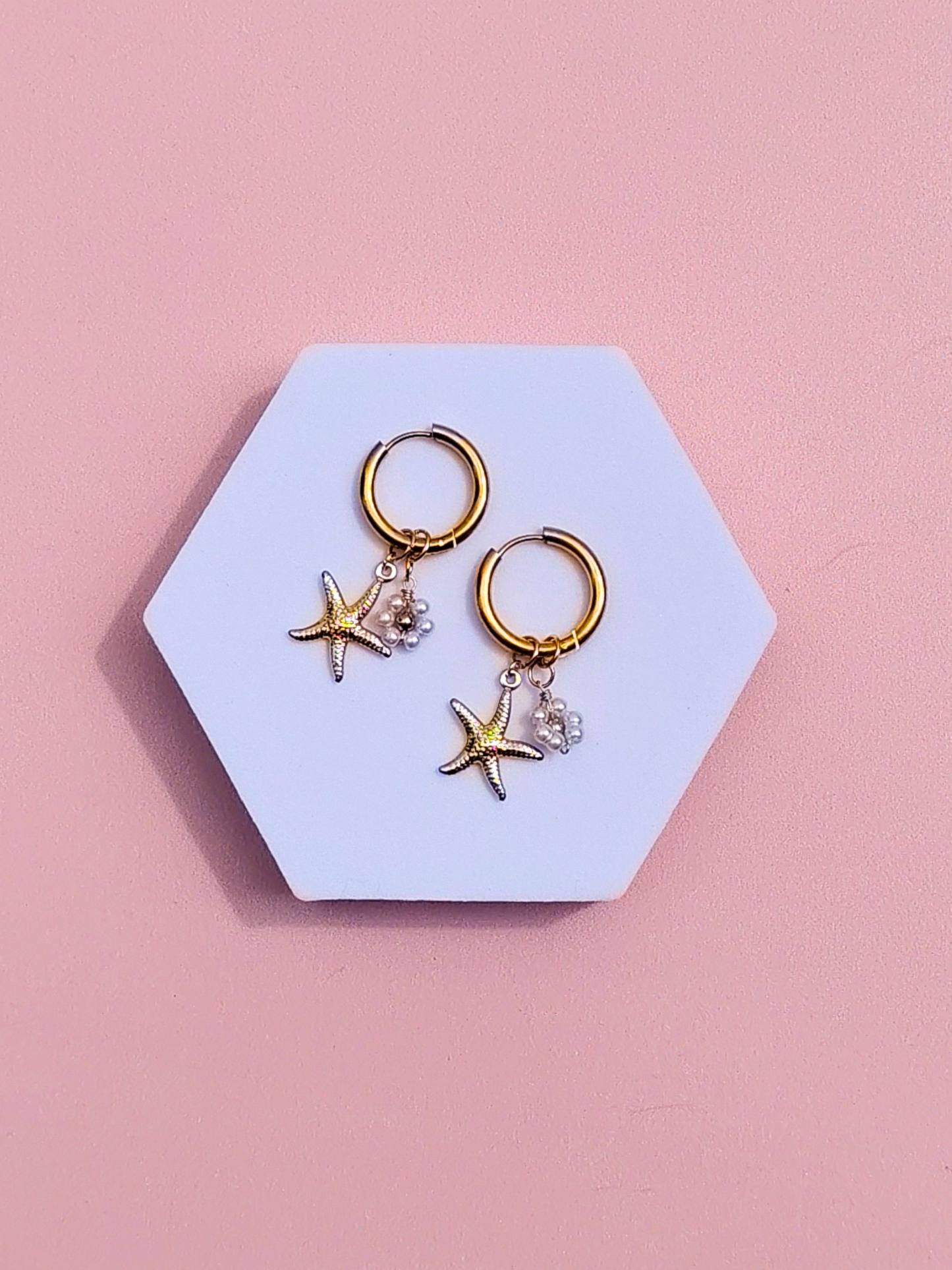 Boucles d'oreilles créoles à charms en acier inoxydable