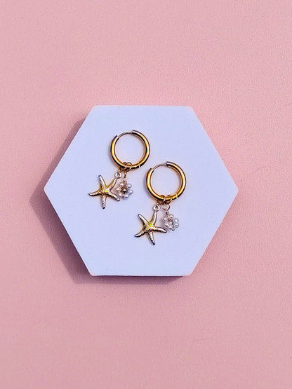 Boucles d'oreilles créoles à charms en acier inoxydable
