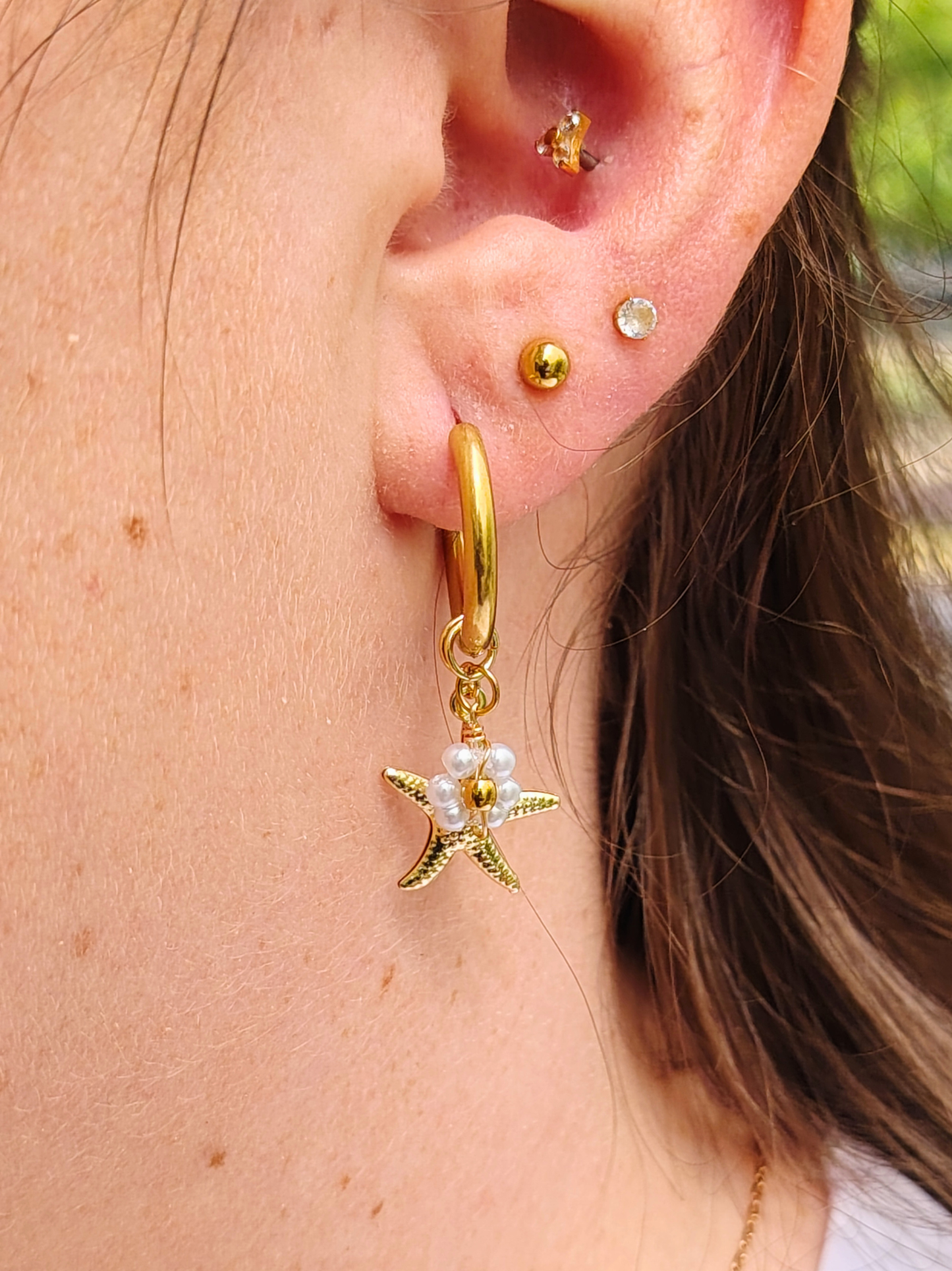 Boucles d'oreilles créoles à charms en acier inoxydable