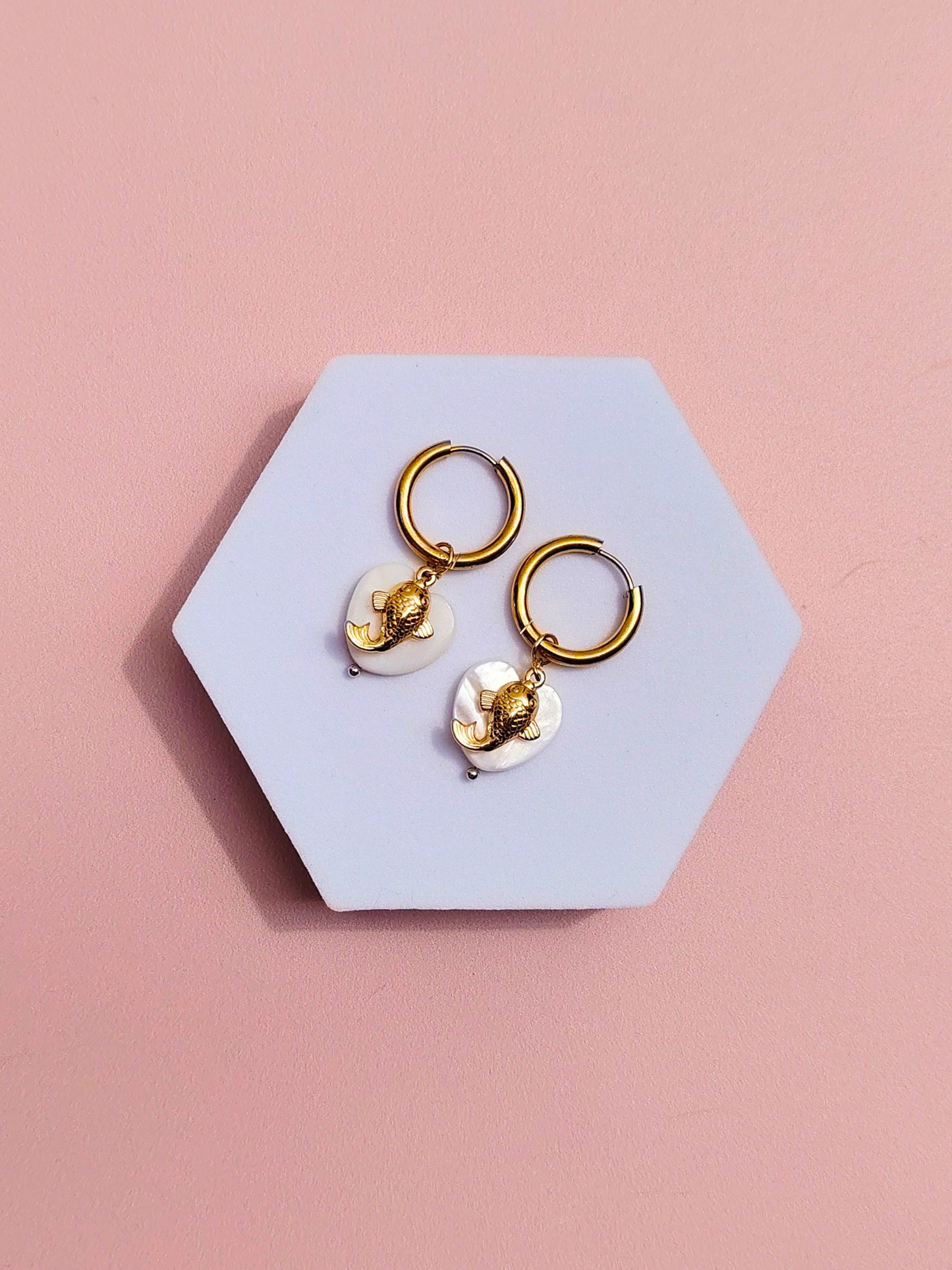 Boucles d'oreilles créoles à charms en acier inoxydable
