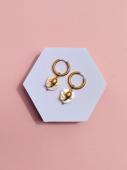 Boucles d'oreilles créoles à charms en acier inoxydable