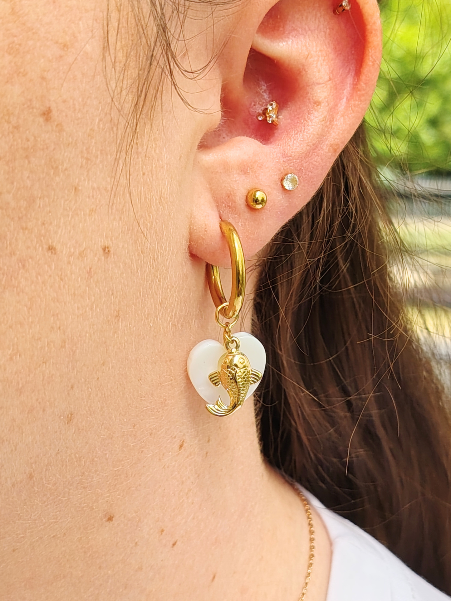Boucles d'oreilles créoles à charms en acier inoxydable