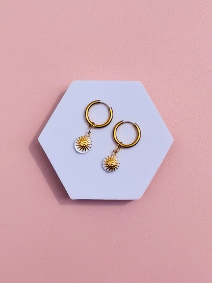 Boucles d'oreilles créoles à charms en acier inoxydable