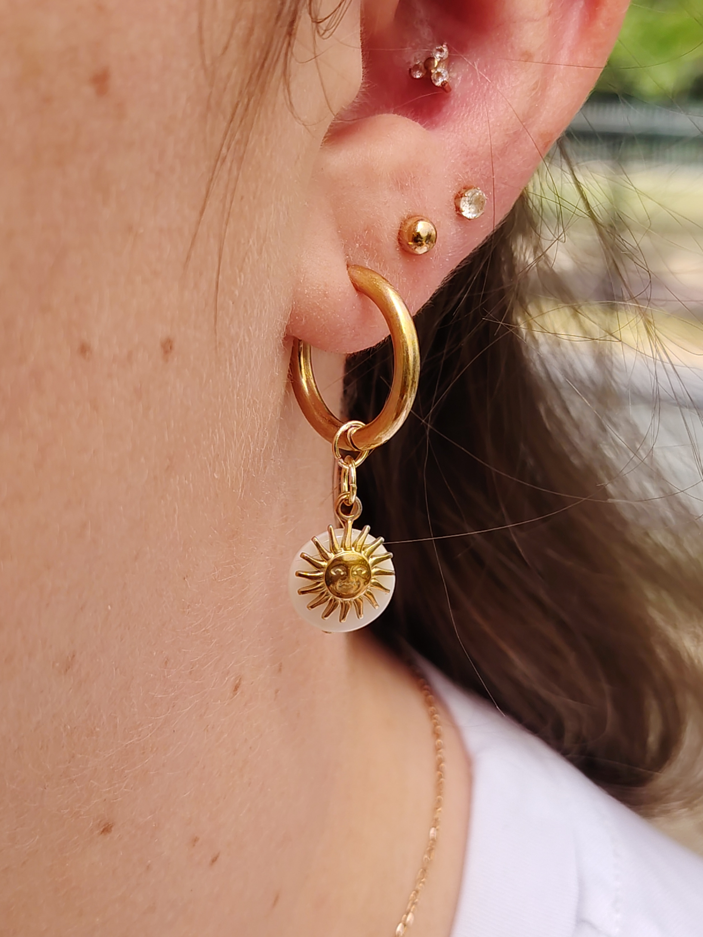 Boucles d'oreilles créoles à charms en acier inoxydable