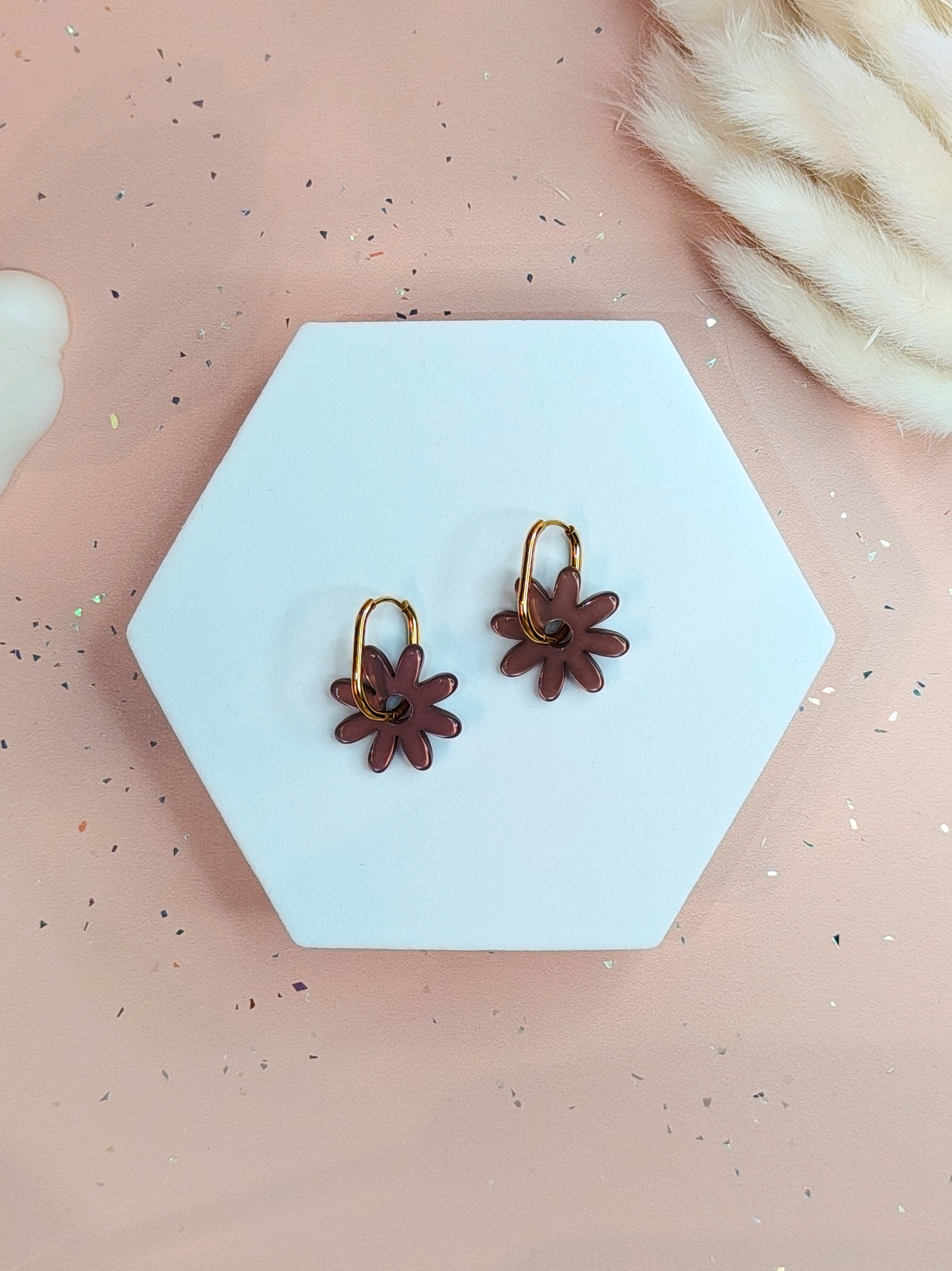 Boucles d'oreilles pampilles grandes fleurs