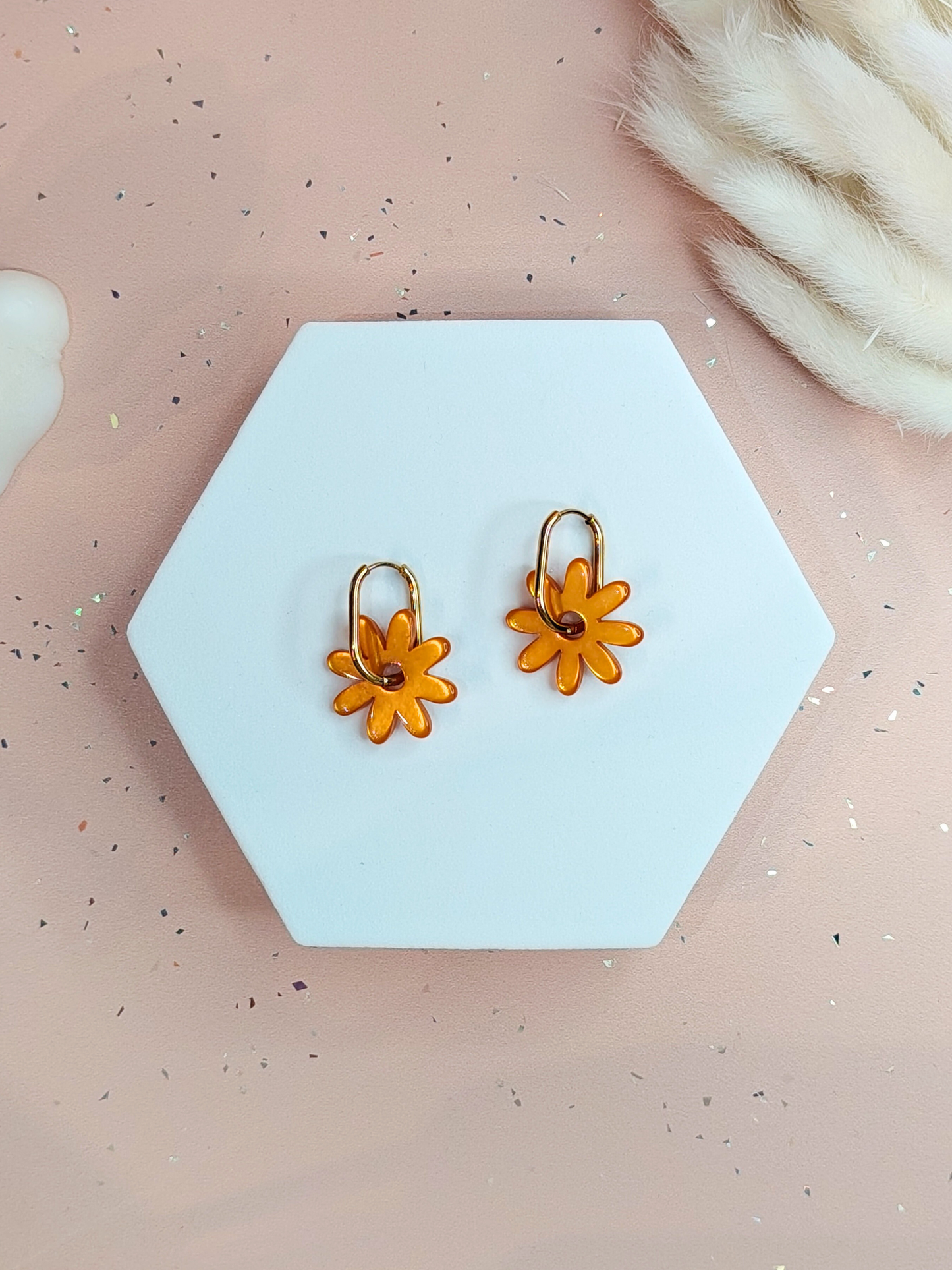Boucles d'oreilles pampilles grandes fleurs