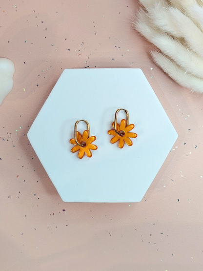 Boucles d'oreilles pampilles grandes fleurs
