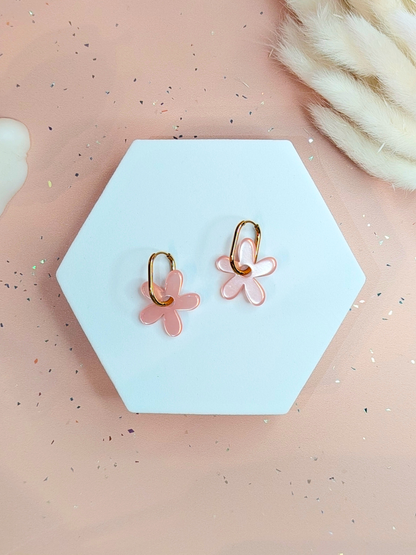 Boucles d'oreilles pampilles fleurs asymétriques